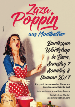 Burlesque Workshop in Bern. Samstag 7 Sonntag 8 Januar 20/ 7
