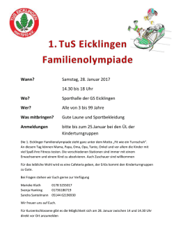 Jetzt anmelden zur ersten Eicklinger Familienolympiade