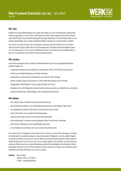 Web-Frontend Entwickler (m / w) &ndash; ab sofort