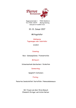 10.-13. Januar 2017 Mittagsteller - Pierrot