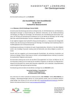 Hansestadt L&uuml;neburg sucht eine Auszubildende/einen