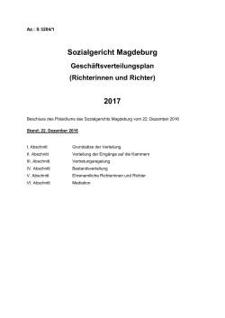 Geschäftsverteilungsplan  - Sozialgericht Magdeburg