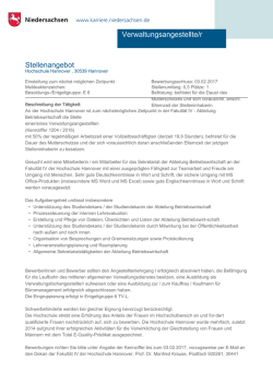 Stellenangebot Verwaltungsangestellte/r