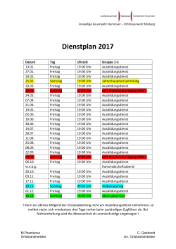 Dienstplan 2017 - Ortsfeuerwehr Misburg