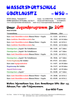 Jugendprogramm 2017 - Wassersportschule Oberlausitz