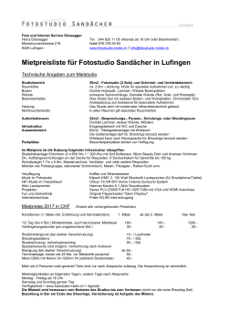 Miet - Preisliste  - Fotostudio Sandächer, 8426 Lufingen