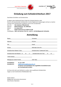 Einladung zum Schiedsrichterkurs 2017 Anmeldung