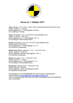 Kurse im 1. Halbjahr 2017 in der Zusammenfassung