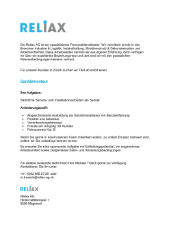 Sanitärmonteur - RELIAX AG Mägenwil