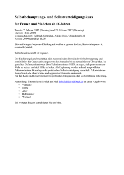 Infos zum Frauenkurs - Aikido Gruppe Schmiden