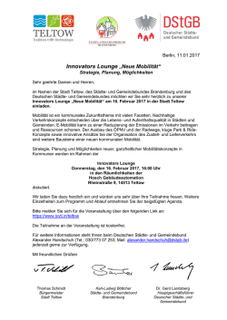 Innovators Lounge &bdquo;Neue Mobilit&auml;t&ldquo; - Deutscher St&auml;dte