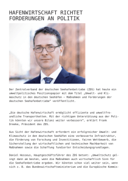 Hafenwirtschaft richtet Forderungen an Politik