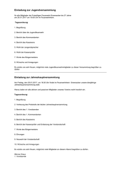 Jugendversammlung und Jahreshauptversammlung der Fw