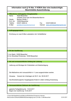 Information nach &sect; 19 Abs. 5 VOB/A &uuml;ber eine beabsichtigte