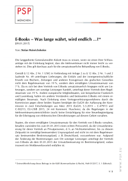 E-Books &ndash; Was lange w&auml;hrt, wird endlich &hellip;?*