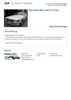 Mercedes-Benz 420 SL (1986) Preis auf Anfrage