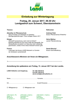 Einladung zur Wintertagung