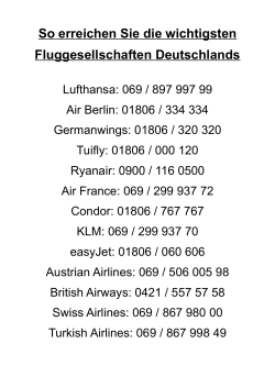 Die wichtigsten Airline-Nummern