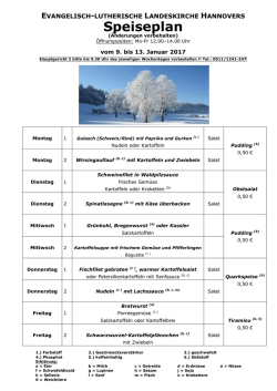 Speiseplan - der Evangelisch-lutherischen Landeskirche Hannovers