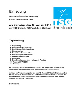 Einladung zur Jahres-Generalversammlung