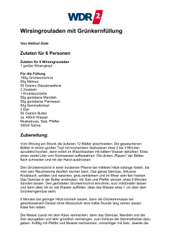 170110 WDR2 Einfach Gote Wirsingrouladen mit Grünkernfüllung