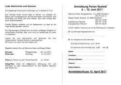 ökumenische Seniorenferien 5.-10.6.2017 im Seefeld in Tirol