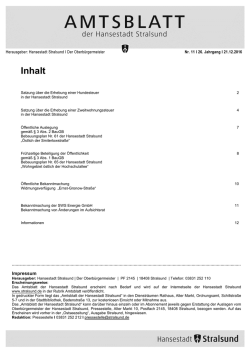 Inhalt - in der Hansestadt Stralsund