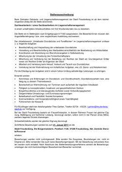 Stellenausschreibung Sachbearbeiterin / eines