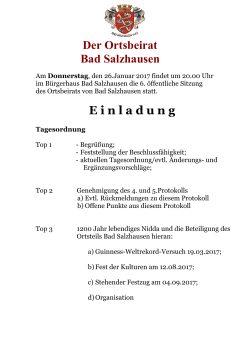 Einladung zur Ortsbeiratssitzung Bad Salzhausen am 26.01