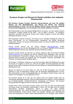Europcar Gruppe und Shouqi Car Rental schließen eine weltweite