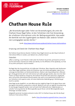 Chatham House Rule - Berliner Feuerwehr