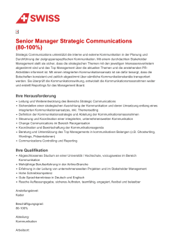 Stelle | Senior Manager Strategic Communications (80