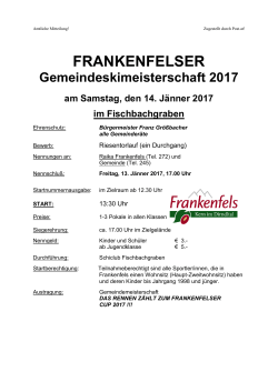 Frankenfelser-Cup Gemeindeschimeisterschaft findet am Samstag