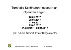 Turnhalle Schönbrunn gesperrt an folgenden Tagen