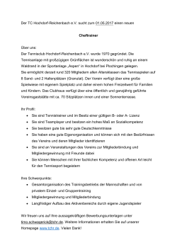 Der TC Hochdorf-Reichenbach e.V. sucht zum 01.05.2017 einen