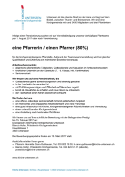 eine Pfarrerin / einen Pfarrer (80%)