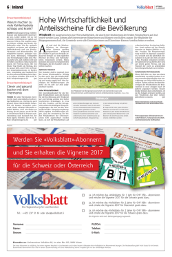 Hohe Wirtschaftlichkeit und Anteilsscheine f&uuml;r die Bev&ouml;lkerung