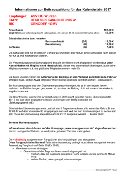 Informationen zur Beitragszahlung f&uuml;r das Kalenderjahr