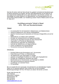 Aushilfsgouvernante Teilzeit in Basel 40%