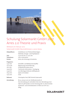 Schulung Solarmarkt GmbH 2017 Arres 2.0 Theorie und Praxis