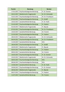 Termine der Krebsberatung 2017