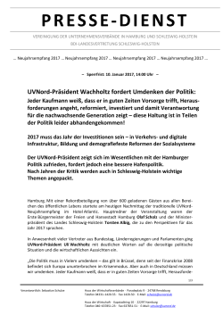 UVNord-Präsident Wachholtz fordert Umdenken der Politik als PDF