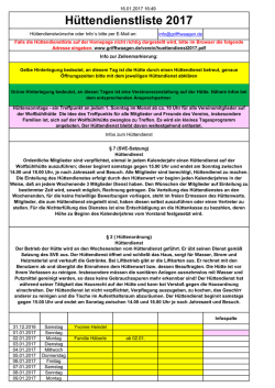 H&uuml;ttendienstliste 2017