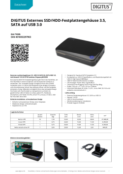 DIGITUS Externes SSD/HDD-Festplattengehäuse 3.5, SATA auf