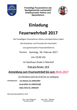 Einladung Feuerwehrball 2017