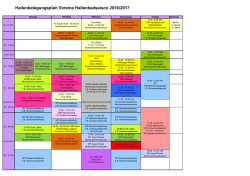 Hallenbelegungsplan Vereine Hallenbadsaison 2016