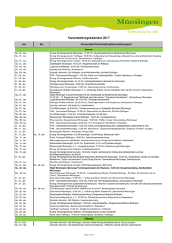 Jahres-Veranstaltungskalender