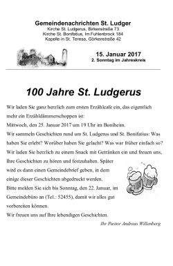 Gemeindenachrichten St. Ludger 08. Januar 2017