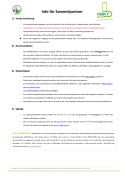 Info f&uuml;r Sammelpartner