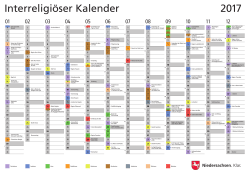 Interreligi&ouml;ser Kalender 2017 - Landesbeauftragte f&uuml;r Migration und